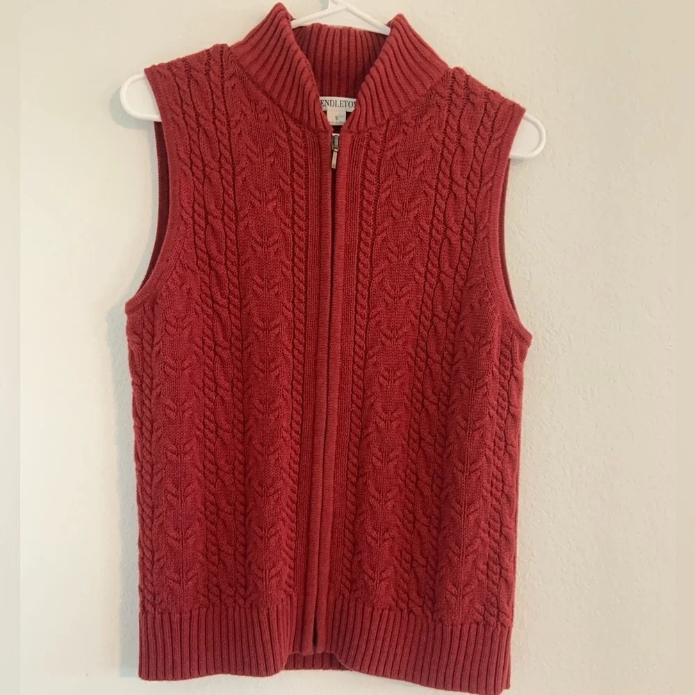 Vintage Pendleton Cable Knit Sweater Vest Zip Up